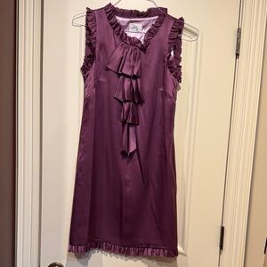 Milly Satin Purple Ruffle woman’s short Dress